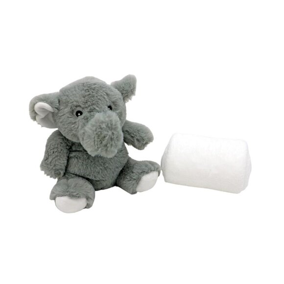 Grey Elephant Plush Toy and White Stroller Blanket - Picture 1 of 2